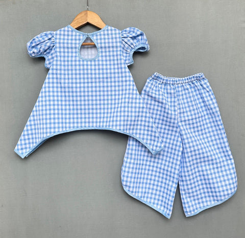 Pre-Order: Gingham Checks Co-ord Set with Applique embroidery