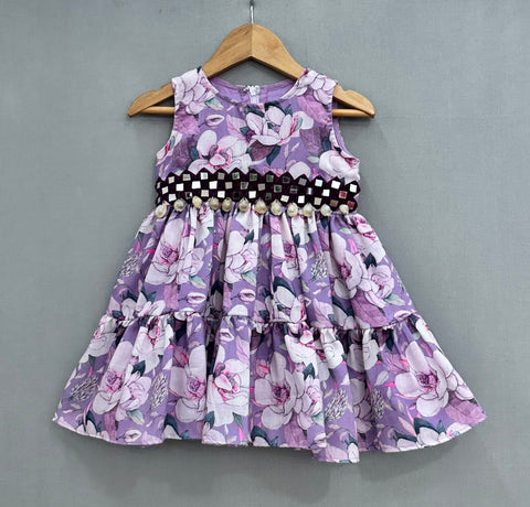 Pre-Order: Floral Dress with Mirror embroidery