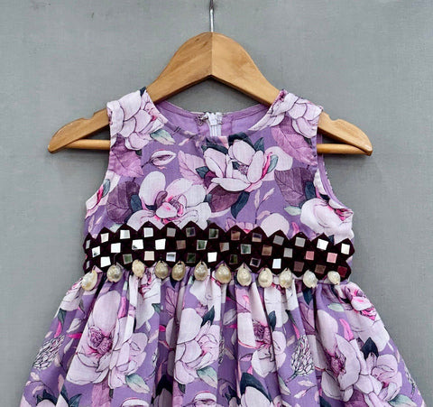 Pre-Order: Floral Dress with Mirror embroidery