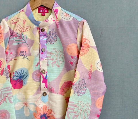 Pre-Order: Floral Print Kurta - Pant Set