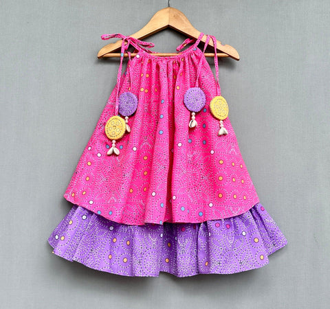 Pre-Order: Traditional Katha Print Dress with Tassels