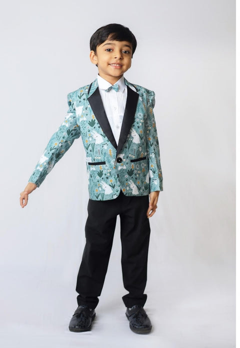 Pre-Order: Rabbit Printed Pure Linen Blazer Set