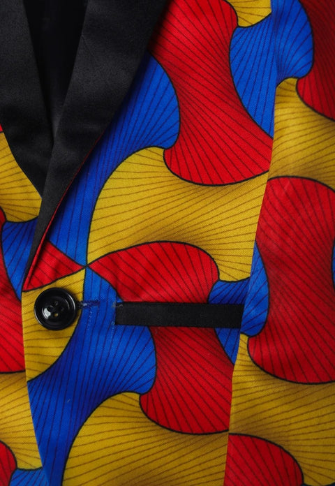 Pre-Order: Abstract Colourful Printed Satin Blazer Set