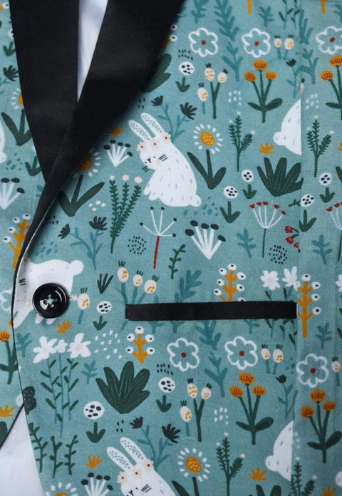 Pre-Order: Rabbit Printed Pure Linen Blazer Set