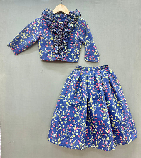 Pre-Order: Blue Floral Co-ord Set with ruffles