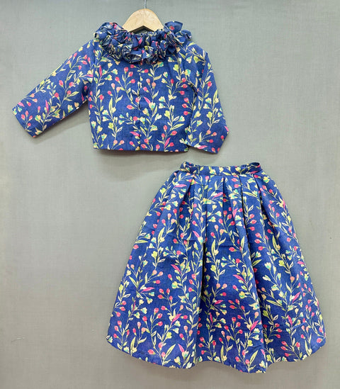 Pre-Order: Blue Floral Co-ord Set with ruffles