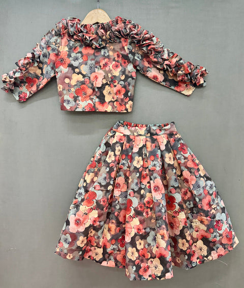 Pre-Order: Multicolour Floral Co-ord Set with ruffles