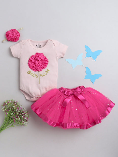 Pre-Order: Blossom Bodysuit, skirt & Hairband- Pink