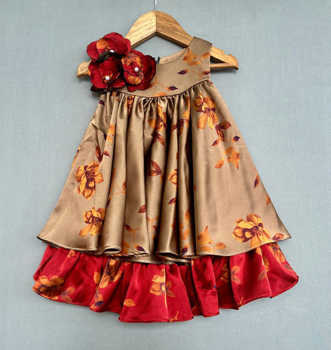 Pre-Order: Double Layered Floral Dress with Handmade flowers