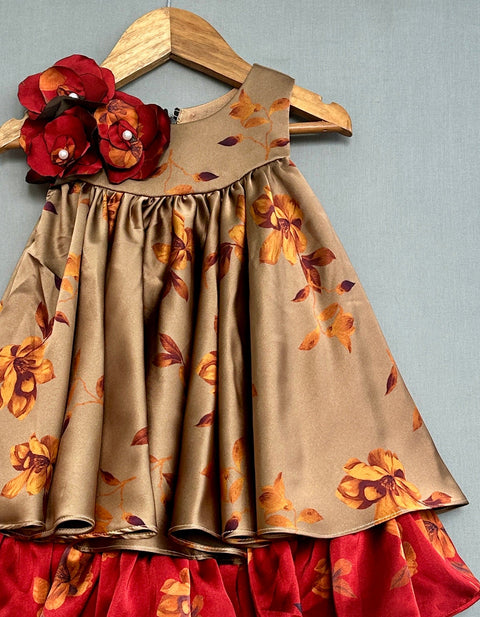 Pre-Order: Double Layered Floral Dress with Handmade flowers