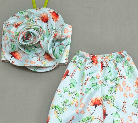 Pre-Order: Floral Print Co-ord Set with 3D Flower