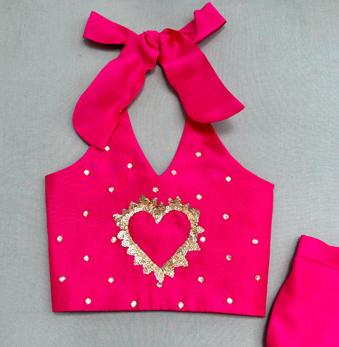 Pre-Order: Halter neck Co-ord Set with Sequin Embroidery