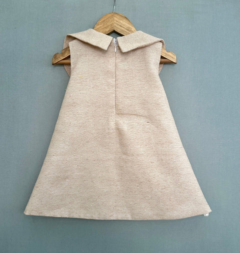 Pre-Order: Jute Linen Dress with Floral Applique