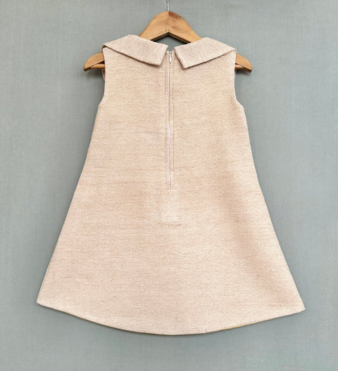 Pre-Order: Jute Linen Dress with Floral Applique