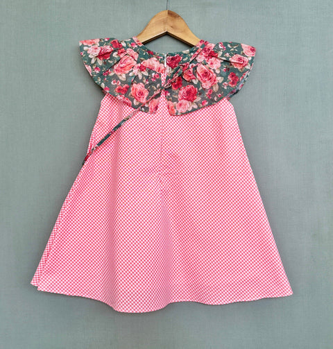 Pre-Order: Gingham checks & Floral Dress with Bag
