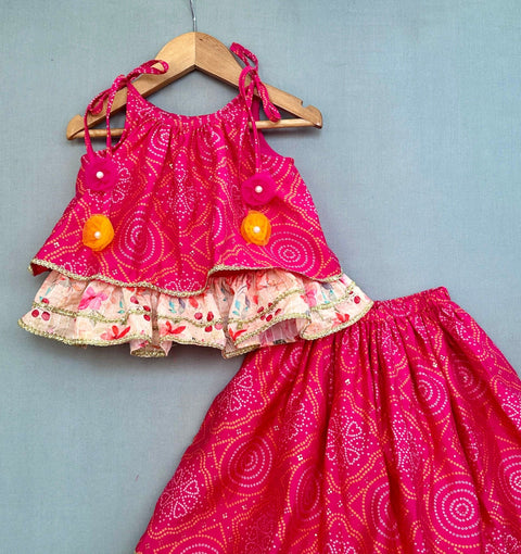 Pre-Order: Bandhej & Floral Printed Lehenga Set