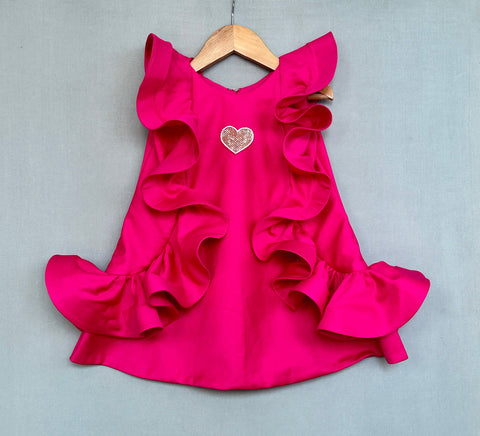 Pre-Order: Ruffle Heart Embroidered Dress