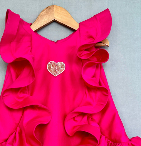 Pre-Order: Ruffle Heart Embroidered Dress