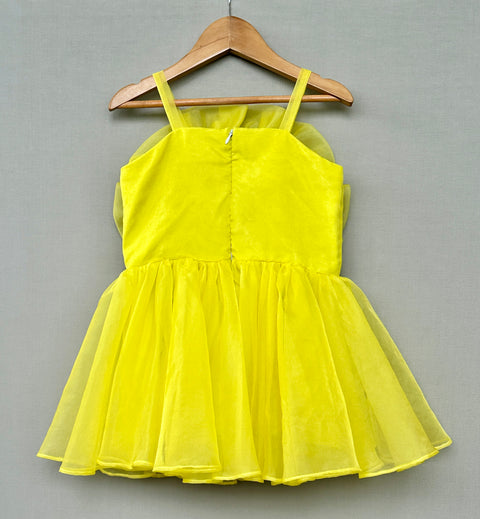 Pre-Order: Lime Green Organza Dress with Big Flower
