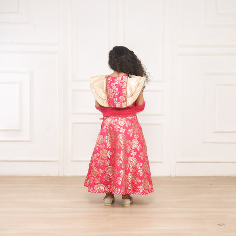 Pre-Order: Lullaby Lane Pink Brocade Lehenga