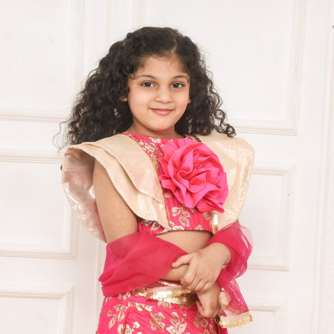 Pre-Order: Lullaby Lane Pink Brocade Lehenga