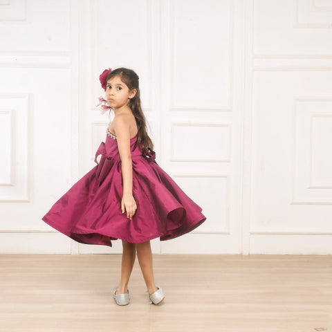 Pre-Order: Gorgeous One Shoulder Bow Enhanced Flared Dress