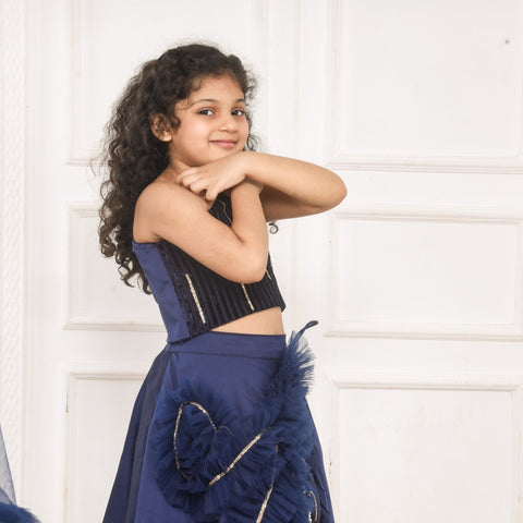 Pre-Order: Mini me Navy Blue Ghaghra choli