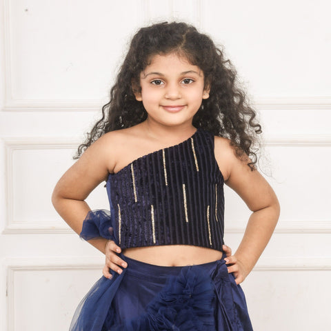 Pre-Order: Mini me Navy Blue Ghaghra choli