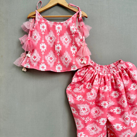 Pre-Order: Ikat Printed Co-ord Set in Pink