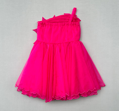Pre-Order: Fuchsia Floral One-Shoulder Organza Dress