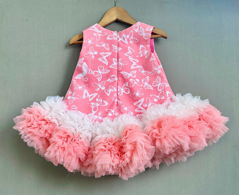 Pre-Order: Butterfly Printed Tutu Dress in Pink