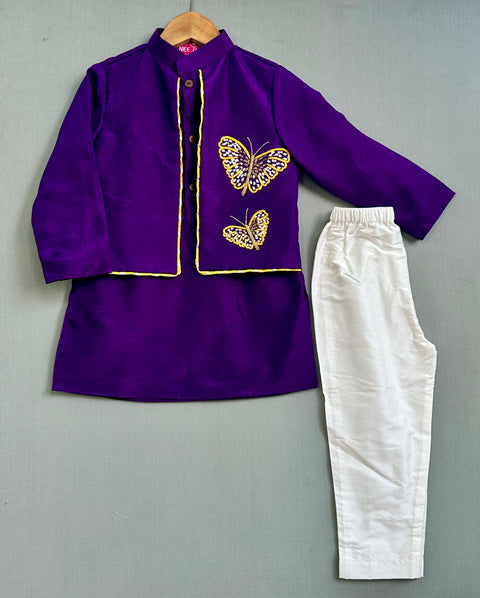 Pre-Order: Butterfly Embroidered Jacket Set in Purple