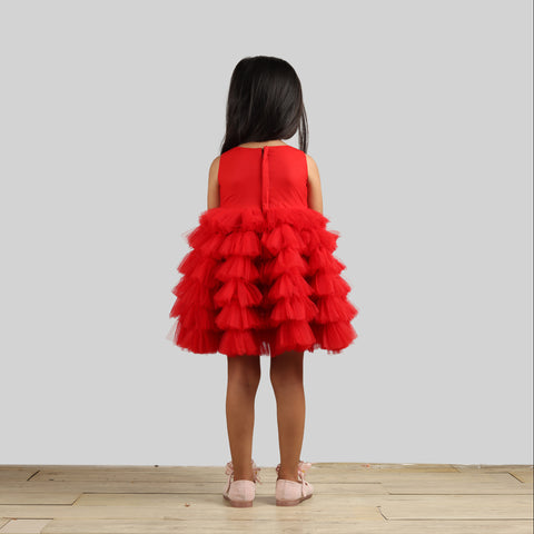Pre-Order: Girls Red Ruffle Dress