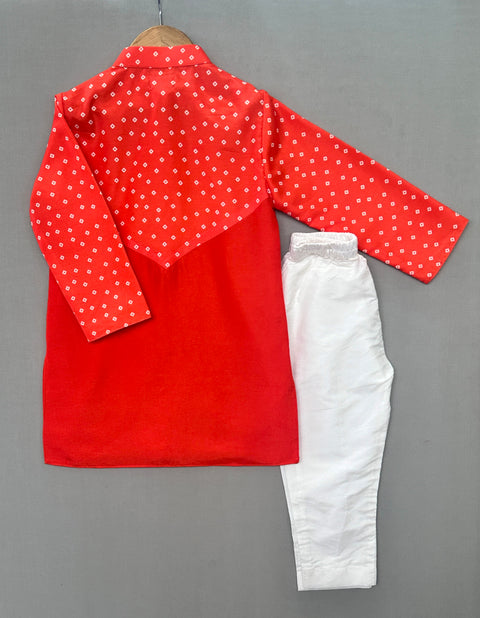 Pre-Order: Orange Bandhni Printed Kurta Set
