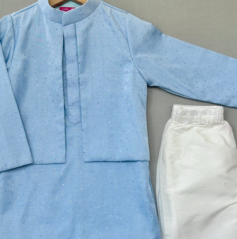 Pre-Order: Denim Attached Jacket Kurta Set