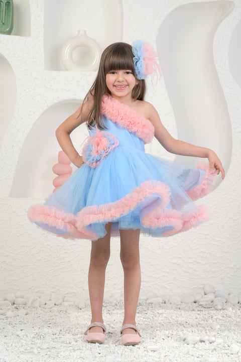 Pre-Order: Amara Peach Blue Dress