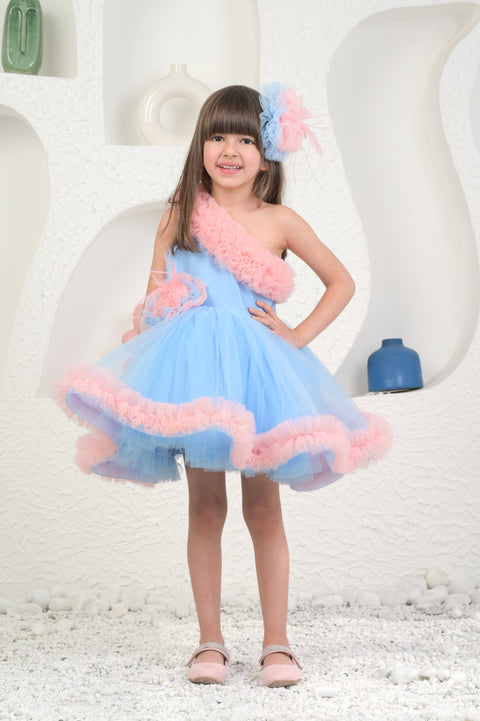 Pre-Order: Amara Peach Blue Dress