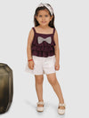 Frill Top Embellished with toros Bowtop & Short-Wine/White
