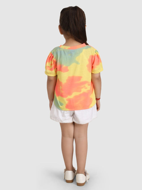 T-shirt with gather sleeve - Yellow