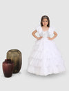 Pre-Order: Sequance Torso Flaired Gown with puff sleeve -White