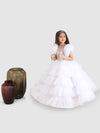 Pre-Order: Sequance Torso Flaired Gown with puff sleeve -White