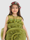 Pre-Order: Embellished with Big Flower Dress-Green