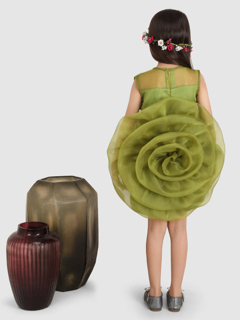 Pre-Order: Embellished with Big Flower Dress-Green