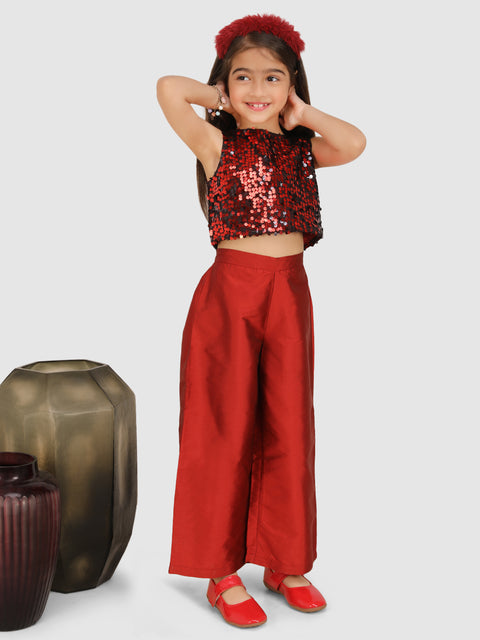 Pre-Order: Embellished with Sequence Top &  pant -Maroon
