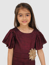 Embellished with neck flower gather top & culote -Wine