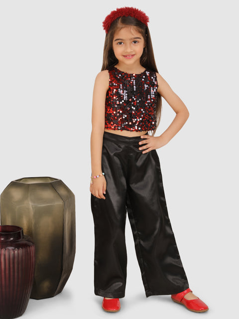 Embellished with Sequence Top &  Pant -Black