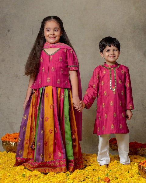 Pre-Order: Multicolour Mirror Work Kurta Set