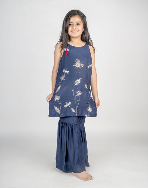 Pre-Order: Baagh Hand Embroidered Navy Blue Kurta Set