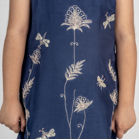 Pre-Order: Baagh Hand Embroidered Navy Blue Kurta Set