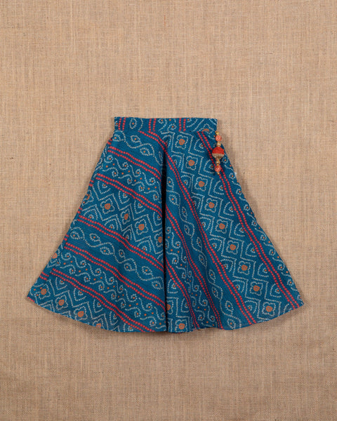 Pre-Order: Red Embroidered Top with Bandhej Lehenga